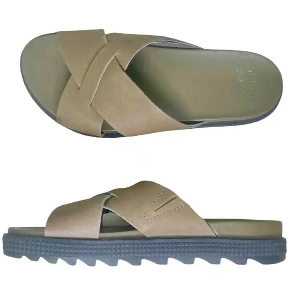 Sorel Roaming Criss Cross Leather Sandals Sage Green NL3603-365 sz 8.5